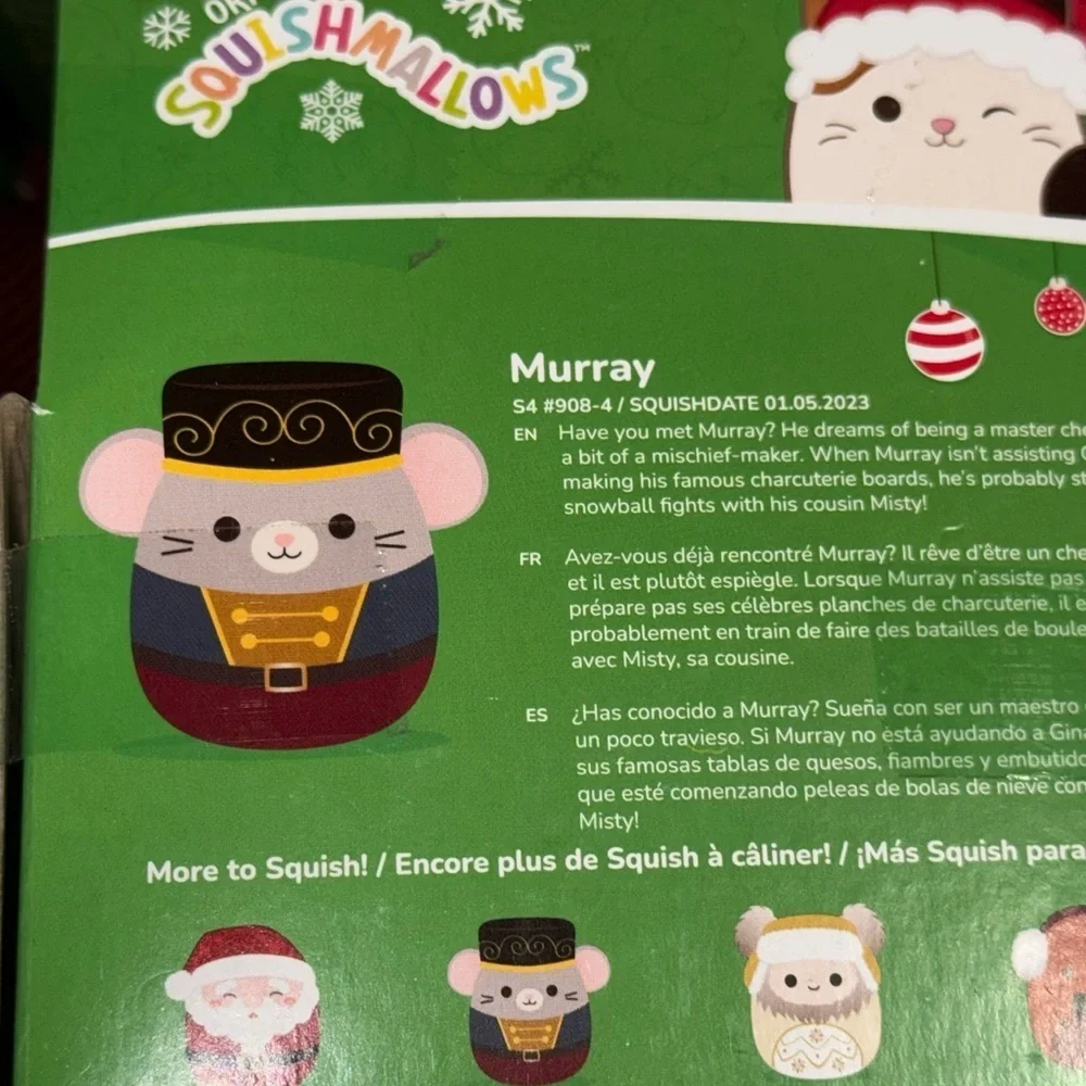 Set of 4 NEW Christmas Squishmallow Ornaments Santa Nick, Dray, Cash, Murray